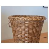 Handwoven Wicker Wastepaper Basket with Side Handles