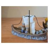 Lot of (2) Fishermen In Boats theme Handpainted Resin Figurines (Norway)