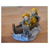 Lot of (2) Fishermen In Boats theme Handpainted Resin Figurines (Norway)