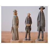 Vintage Hand-carved Wooden Figurines Set of 3 - Folk Art by Norsk Husflid Engros (Norway)