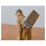 Vintage Old Traveling Couple theme Hand-carved Handpainted Wooden Figurines Set of 2 - Folk Art by Norsk Husflid Engros (Norway)