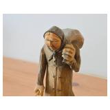 Vintage Old Traveling Couple theme Hand-carved Handpainted Wooden Figurines Set of 2 - Folk Art by Norsk Husflid Engros (Norway)