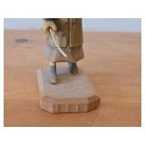 Vintage Old Traveling Couple theme Hand-carved Handpainted Wooden Figurines Set of 2 - Folk Art by Norsk Husflid Engros (Norway)