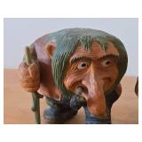 Vintage Troll theme by Anton Sveen Authentic Hand-carved Handpainted Wooden Signed Figurines Set of 2 (Norway)