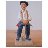 Vintage Man with Axe theme Authentic Hand-carved Handpainted Wooden Figurine by Henning (Norway)
