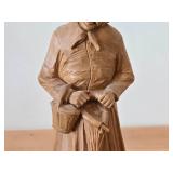 Vintage Folk Art Elderly Woman with Basket theme Hand-carved Wooden Figurine (Norway)