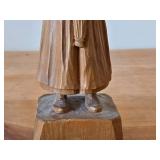 Vintage Folk Art Elderly Woman with Basket theme Hand-carved Wooden Figurine (Norway)