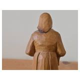 Vintage Folk Art Elderly Woman with Basket theme Hand-carved Wooden Figurine (Norway)