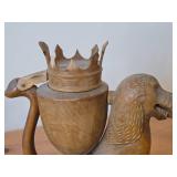 Vintage Lion with Crown theme Carved Wood Hand Washing Vessel / Medieval Aquamanile style