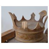 Vintage Lion with Crown theme Carved Wood Hand Washing Vessel / Medieval Aquamanile style