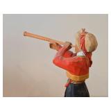 Vintage Authentic Norwegian Folk Art Girl with Horn theme Hand-carved Handpainted Wooden Figurine by Henning (1970