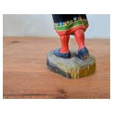 Vintage Authentic Norwegian Folk Art Girl with Horn theme Hand-carved Handpainted Wooden Figurine by Henning (1970