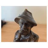 Vintage Man Smoking Pipe theme Black Forest Hand-carved Wooden Bust by Oberammergau (Germany)