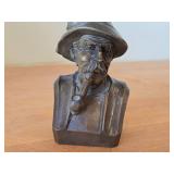 Vintage Man Smoking Pipe theme Black Forest Hand-carved Wooden Bust by Oberammergau (Germany)