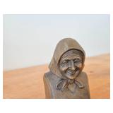Vintage Old Babushka Lady theme Handcarved Wooden Bust