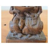Vintage Man and Woman Sitting on a Log theme Handcarved Wooden Figurine