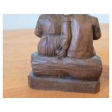 Vintage Man and Woman Sitting on a Log theme Handcarved Wooden Figurine