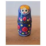 Decorative Hinged Trinket Box designed as Russian Matryoshka Nesting Doll