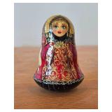 Vintage Handpainted Russian Matryoshka Roly-Poly Musical Wobbling Doll