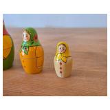 Vintage Handpainted Wooden Traditional Russian Matryoshka Nesting Doll Set of 4