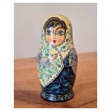 Vintage Handpainted Wooden Traditional Russian Matryoshka Nesting Doll Set of 9 (1989) (Abpamuebo Russia)