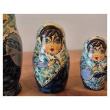 Vintage Handpainted Wooden Traditional Russian Matryoshka Nesting Doll Set of 9 (1989) (Abpamuebo Russia)