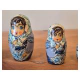 Vintage Handpainted Wooden Traditional Russian Matryoshka Nesting Doll Set of 9 (1989) (Abpamuebo Russia)