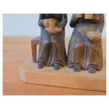 Vintage Elderly Women Drinking Coffee theme Handcarved Wooden Folk Art Figurine (Norway)