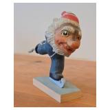 Vintage Norwegian Troll Ice Skater theme Authentic Handcrafted Hand carved Wooden Figurine by Henning Engelson (Norway)