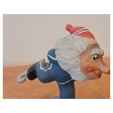 Vintage Norwegian Troll Ice Skater theme Authentic Handcrafted Hand carved Wooden Figurine by Henning Engelson (Norway)