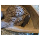 Vintage Man in Row Boat Amidst a Storm theme Authentic Handcrafted Hand carved Wooden Sculpture by Henning Engelson (Norway)