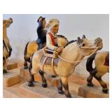 Complete Collection of 11 Authentic Hand Carved Handpainted Wooden Figurines os Traditional Norwegian Wedding Entourage on Horseback by Henning Engelsen of Norway