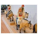 Complete Collection of 11 Authentic Hand Carved Handpainted Wooden Figurines os Traditional Norwegian Wedding Entourage on Horseback by Henning Engelsen of Norway