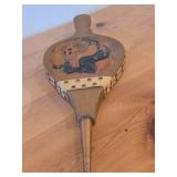 Vintage Wood and Leather Fireplace Bellows Featuring Hand Carved Troll and Copper Tip