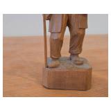 Vintage Man with Walking Stick Smoking Pipe theme Hand Carved Wood Folk Art Figurine (Germany)