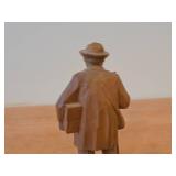 Vintage Man with Walking Stick Smoking Pipe theme Hand Carved Wood Folk Art Figurine (Germany)