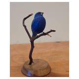 Indigo Bunting Perched on a Branch theme by Paul Thompson (12/91) #31 Hand Carved Figurine