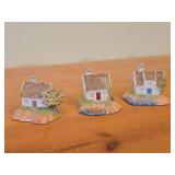 Hand Sculpted and Hand-painted Cottage Figurine Set of 3 - Sorlandshus by Petter - Lillesand Design (1992) (Lilliesand Norway)