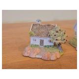 Hand Sculpted and Hand-painted Cottage Figurine Set of 3 - Sorlandshus by Petter - Lillesand Design (1992) (Lilliesand Norway)