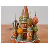 Vintage Handpainted Wooden Figurine of St. Basil Cathedral from USSR Era in Red Square St. Petersburg