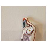 Crowned Crane Brooch - Hand Embroidered