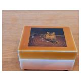 Vintage Kitten theme Send In The Clowns Varnished Glaze Finish Wood Music Box by Reuge (Swiss)