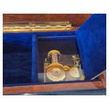 Vintage Water Music Laquer Finish Inlaid Wood Music Box by Splendid (New York)