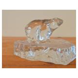 Polar Bear theme Scandinavian Crystal Figurine by Willy Johanson for Hadeland Glasswerk