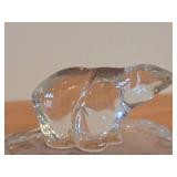 Polar Bear theme Scandinavian Crystal Figurine by Willy Johanson for Hadeland Glasswerk