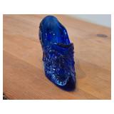 Slipper theme Mosser Glass Victorian Rose Cobalt Blue Glass Figurine