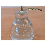 Vintage Pear theme Hand-Blown Art Glass Paperweight with Brass Stem and Leaf