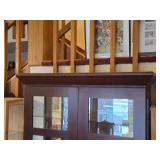 Espresso Finish Wooden Display Cabinet with Glass Doors, Mirrored Back and Adjustable Glass Shelves