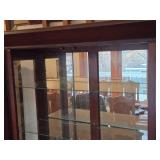 Espresso Finish Wooden Display Cabinet with Glass Doors, Mirrored Back and Adjustable Glass Shelves