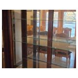 Espresso Finish Wooden Display Cabinet with Glass Doors, Mirrored Back and Adjustable Glass Shelves